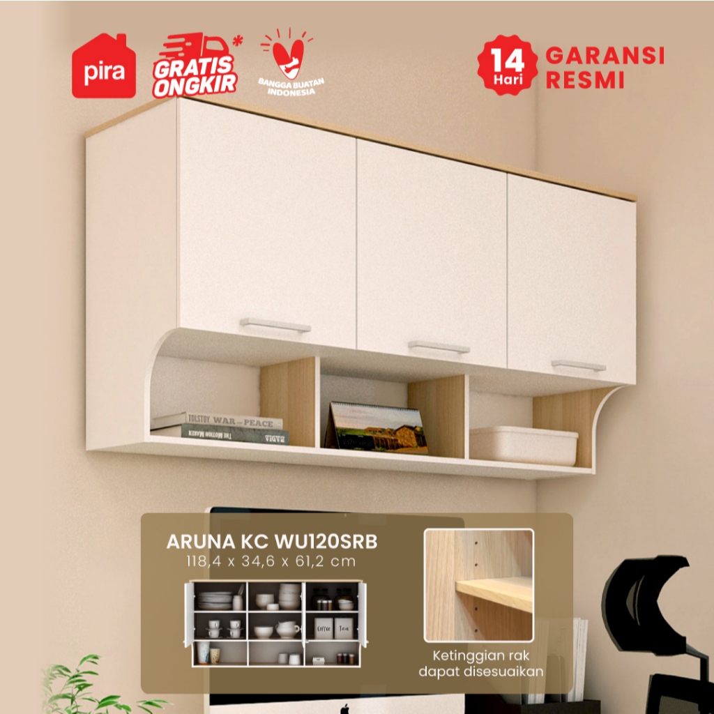 PIRA METROPOLIS OX -  ARUNA KC WU120SRB Rak Dapur / Rak Gantung Dapur / Kitchen Set Atas 3 Pintu den