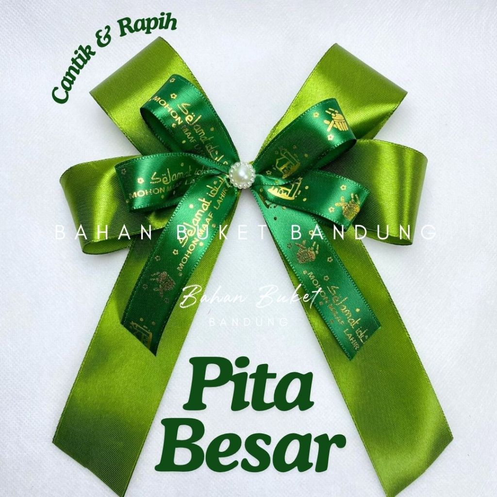 

(PITA BESAR) Pita Souvenir Siap Pakai 16x20cm/ PIta Hampers Jadi/ Pita Satin Double Mutiara Murah