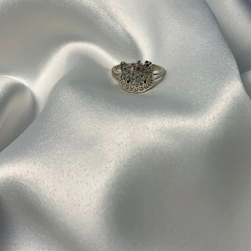 Cincin Hello Kitty Size 13 Perak Asli