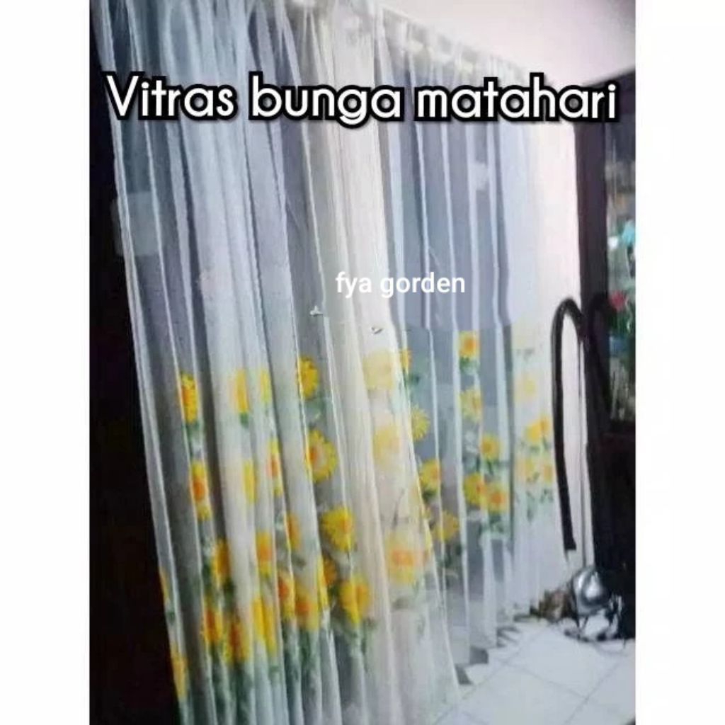 fya gorden , vitrase motif matahari / vitrase bunga matahari / dalaman gorden jaring²/ tirai putih