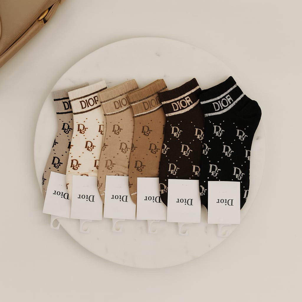 Kaos Kaki pendek wanita Motif Dior Ysl Fashion Import