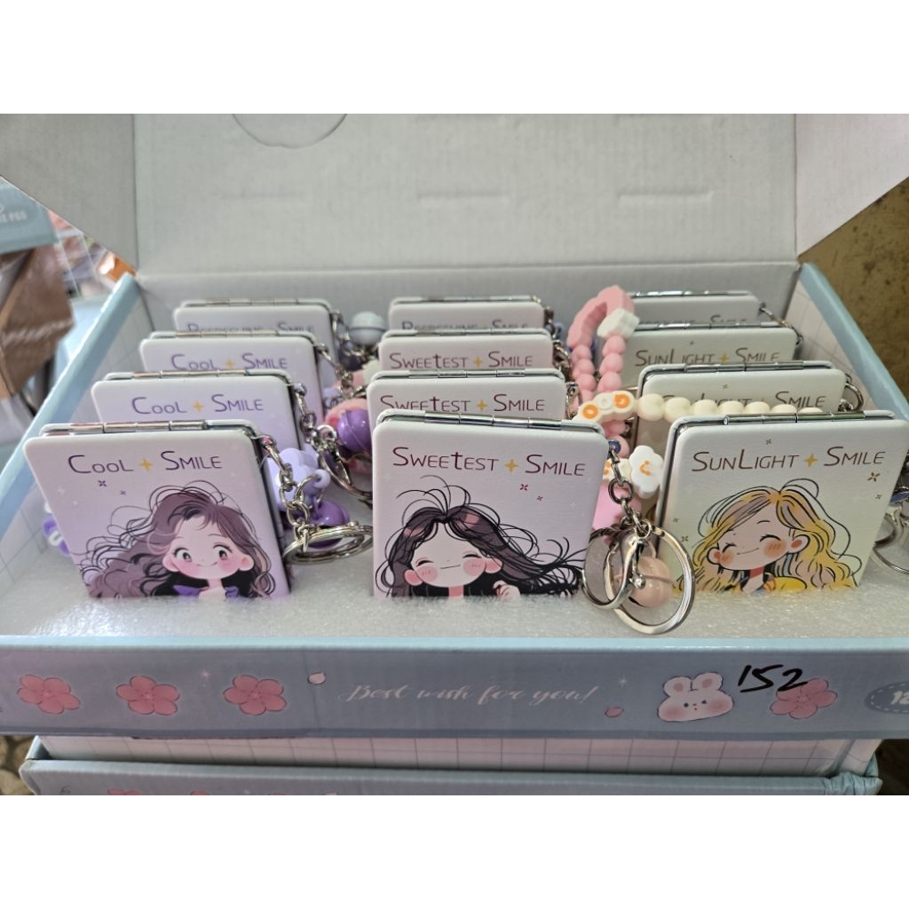 1pcs | kaca lipat, kaca gantung kotak boneka cewek, kaca hias double