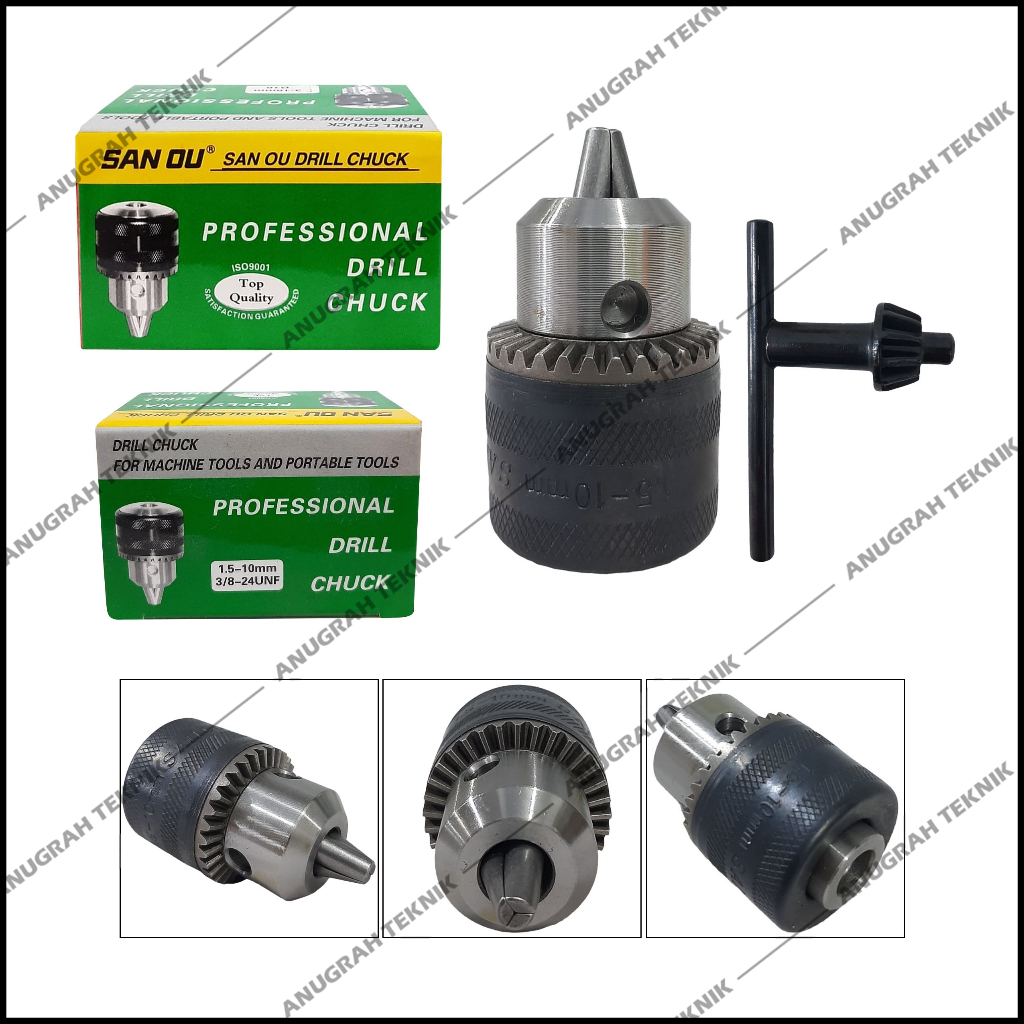 SAN OU Kepala Bor 16mm Polos Kepala Bor 16 mm Drill Chuck Tanpa Drat