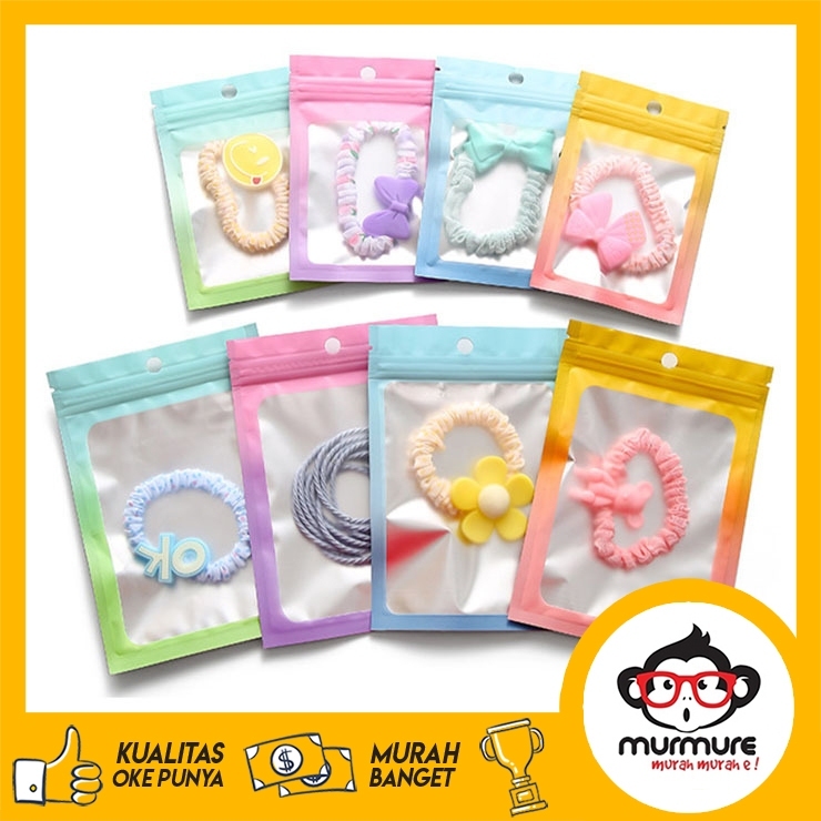 

10PCS Plastik Klip Ziplock Hologram Kombinasi Warna Warni Pastel Ombre Frame Kemasan Aksesoris