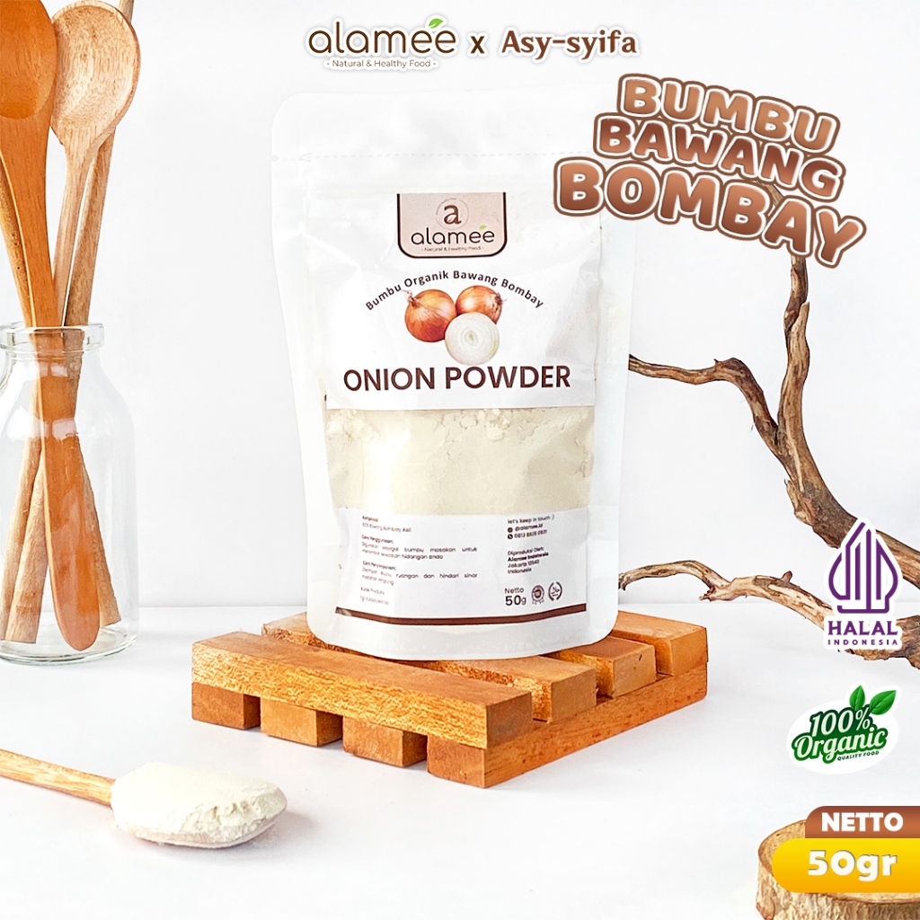 

ALAMEE Bawang Bombay Bubuk Onion Powder Ground Spice Bumbu Bombai Dapur Organik Tanpa Campuran 50g
