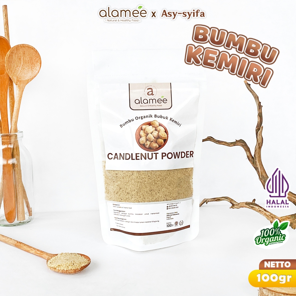 

ALAMEE Kemiri Bubuk Candlenut Seasoning Powder Bumbu Dapur Organik Masak Murni Tanpa Campuran 100g