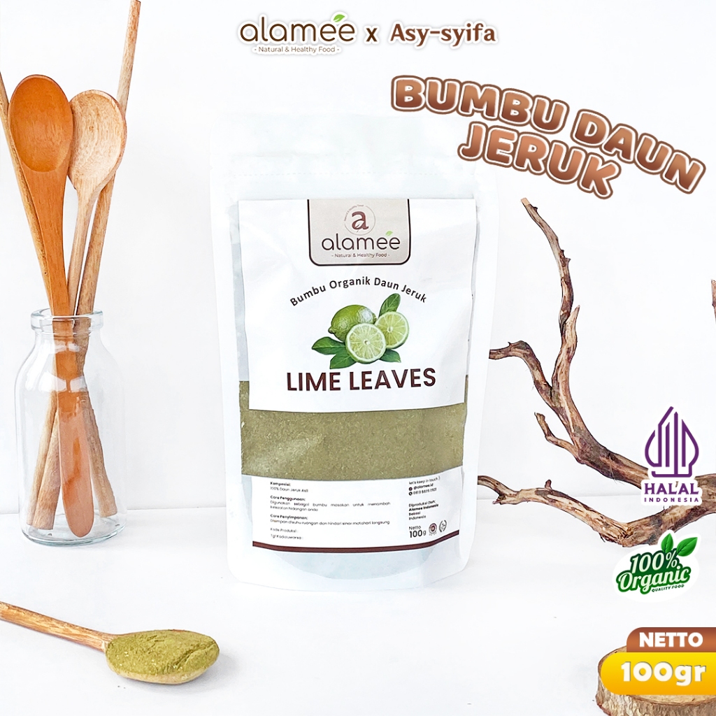 

ALAMEE Daun Jeruk Bubuk Lime Powder Bumbu Dapur Instan Organik Murni Asli Tanpa Campuran 100g