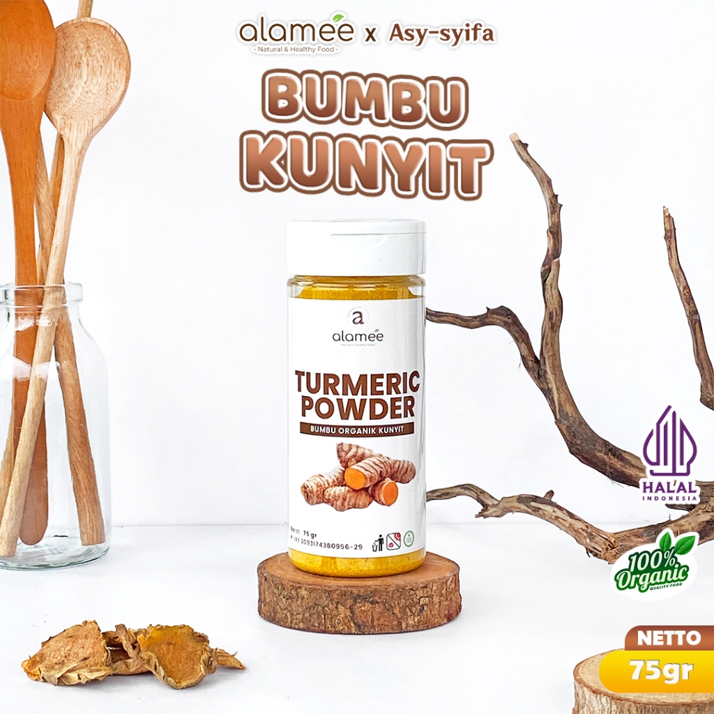 

ALAMEE Kunyit Bubuk Turmeric Seasoning Powder Ground Bumbu Dapur Instan Organik Murni Asli 75g