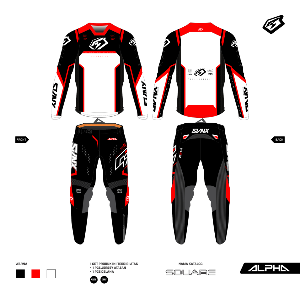 MX GEARSET / JERSEY SVNX ORIGINAL / JERSEY SET TYPE ALPHA SQUARE / JERSEY MOTOCROSS ORIGINAL JERSEY 