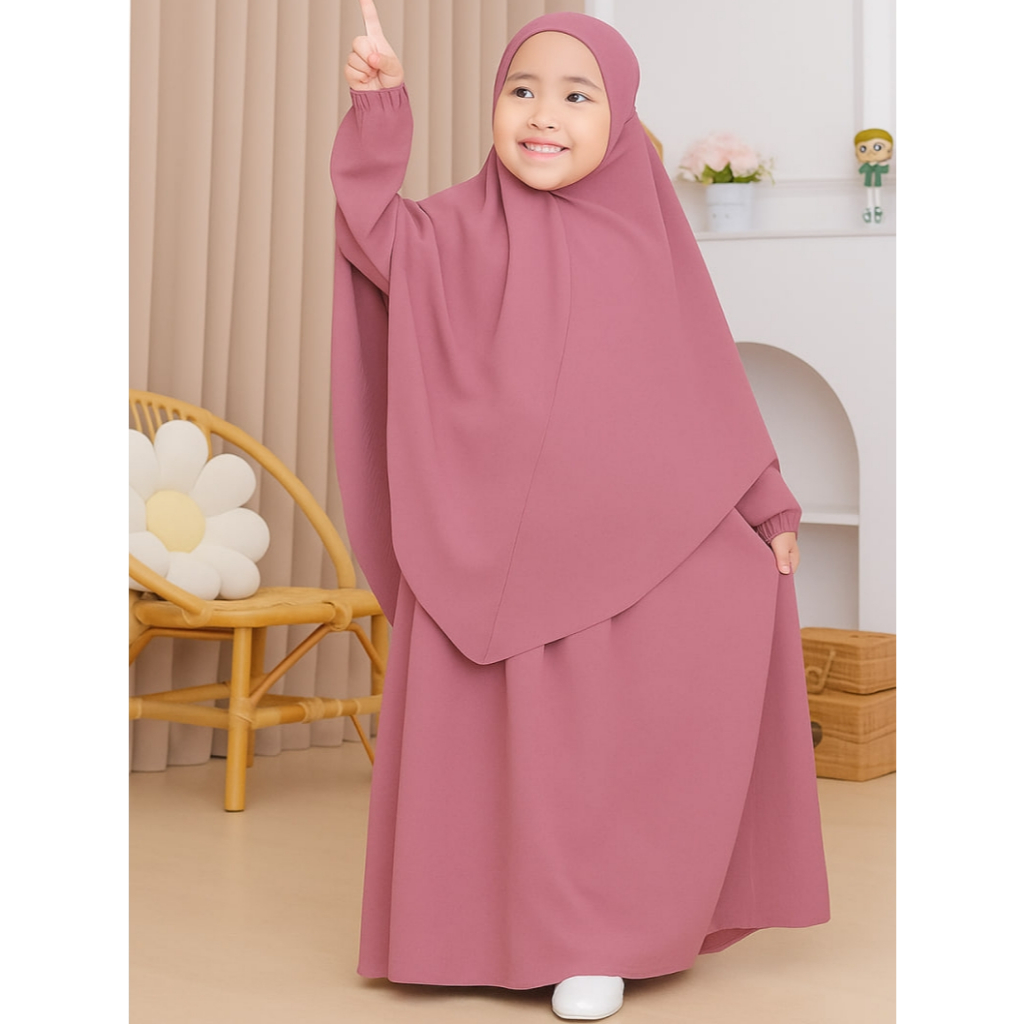 Gamis Kekinian Anak/Gamis Abaya Turki Anak Bahan Crincle Gamis Anak Perempuan Manasik set Kerudung G