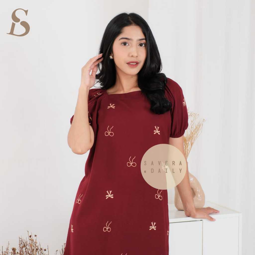 Savera Daily - Daster Wanita Rayon Busui Karet Lengan Baju Tidur Kekinian Lengan Pendek Terbaru