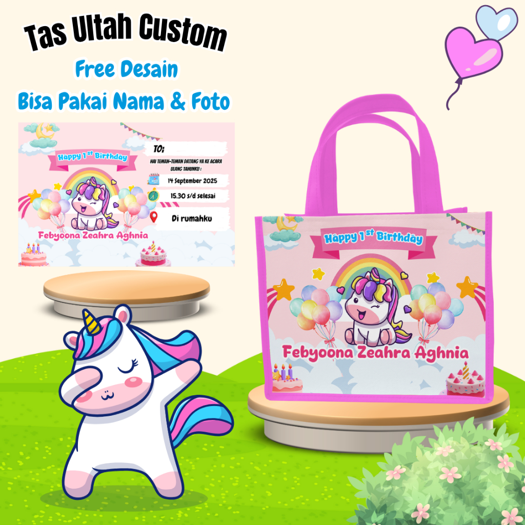 

Paket 20 Pcs Tas & Free Undangan Anak Ulang Tahun Custom Desain Unicron Muat Kfc Snack Kain