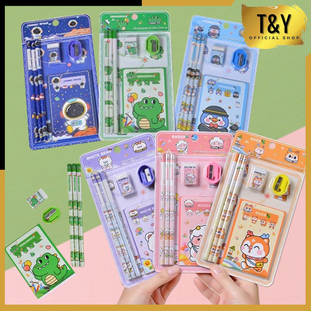 

T&Y Stationery Set Karakter Kartun Lucu 6 IN 1 Set Alat Tulis Set 6IN1 Perlengkapan Sekolah Anak TK Souvenir Ulang Tahun Anak Alat Tulis Birthday Souvenir Hampers