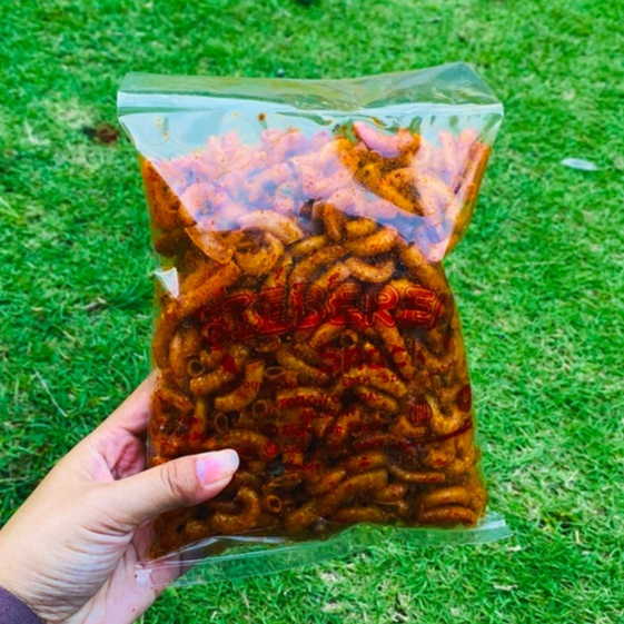 

250 GR-MAKARONI CIKRUH DAUN JERUK SIEBEREM SNACK GURIH PEDAS-TIDAK KERAS