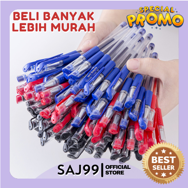 SAJ - Pena Gel 0.55mm Standard Pulpen tinta cair Alat Tulis Sekolah Kantor Pen Warna Warni Pena Ujun