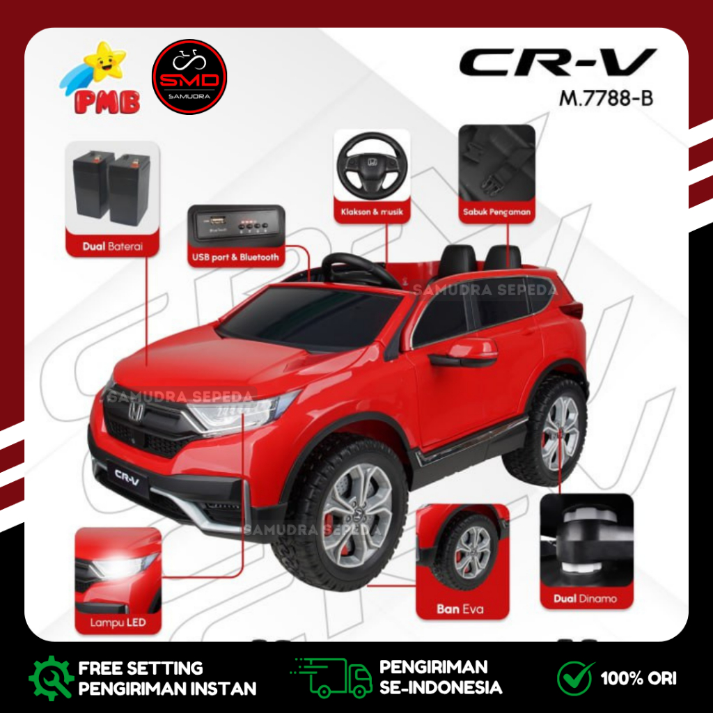 Mobil Aki Mainan Anak Cas Remot PMB 7788 / 7788 EVA CRV 12V Murah BDG