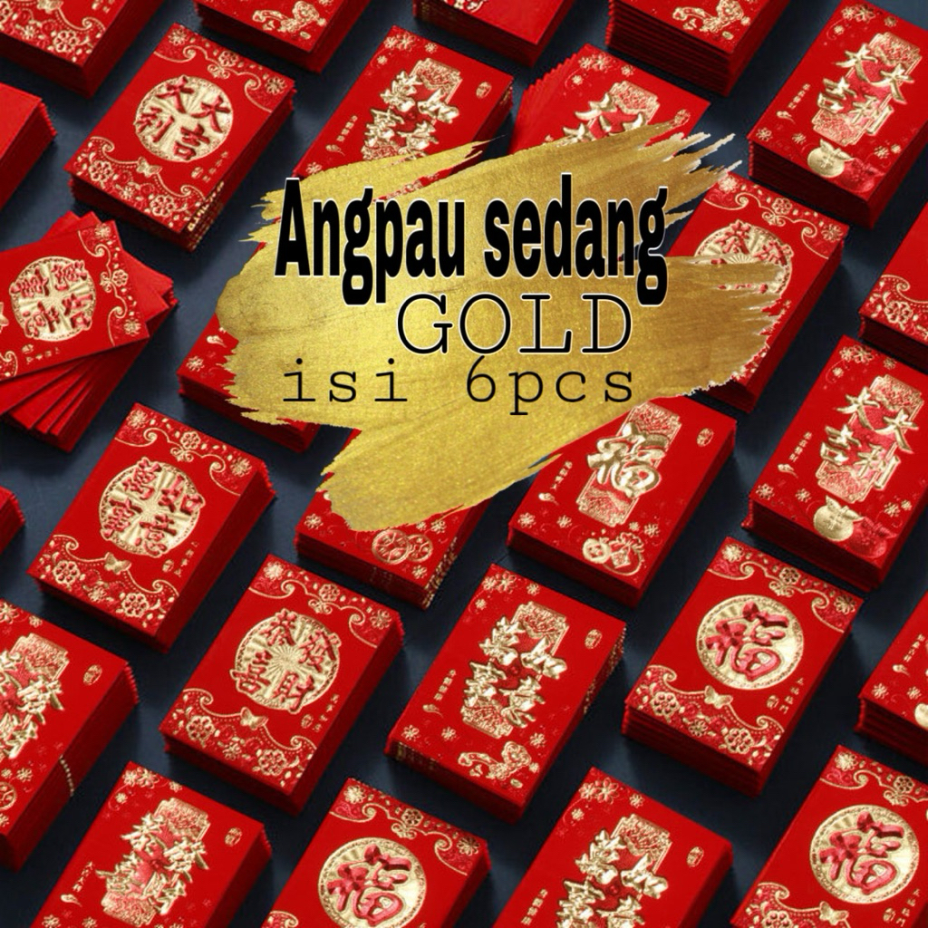 

Angpao emas sedang tebal 2026 tahun kuda ampau merah imlek