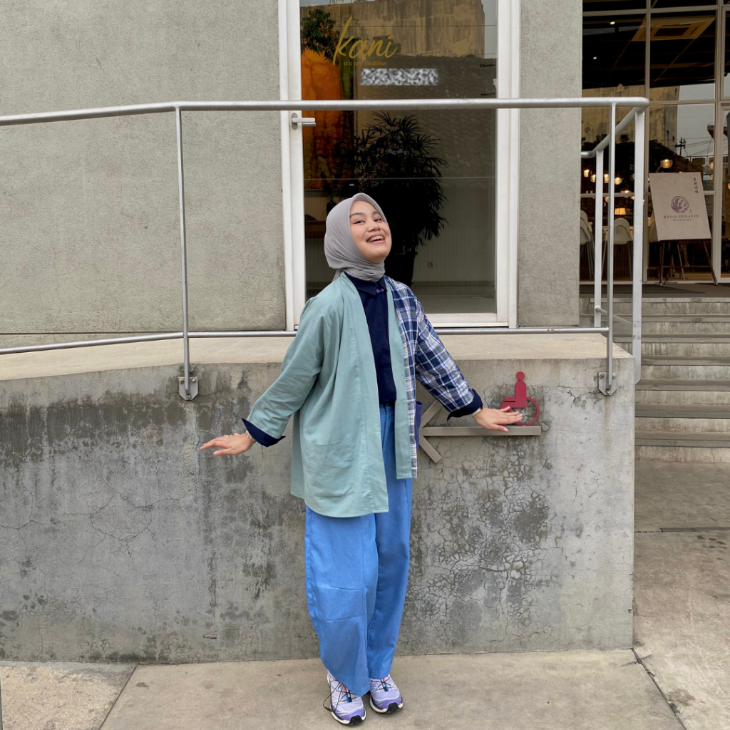 KANI Kimora Outer | Kimono Atasan Wanita Two Tone Tosca Army Formal Casual Look