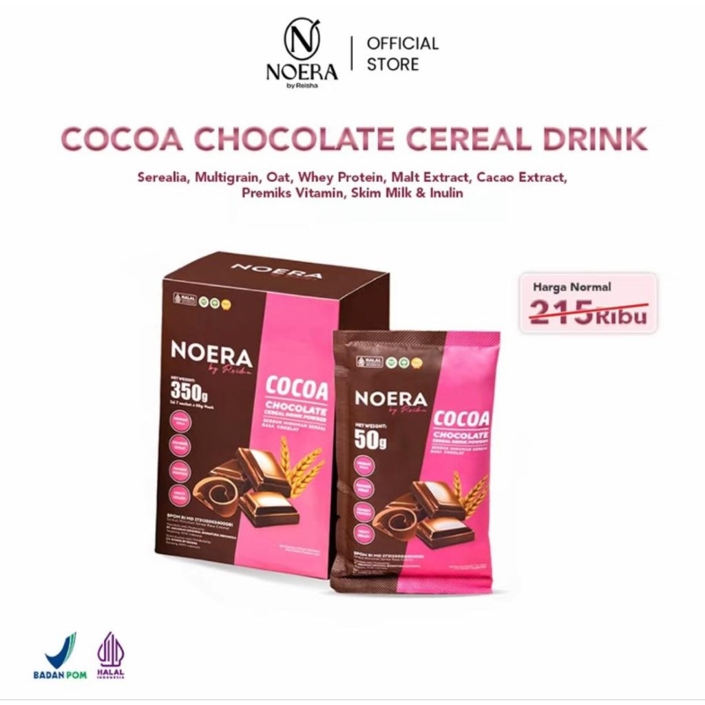

Noera Lean Cocoa | Noera Meal Replacement | Pengganti Makan | Susu Diet Coklat | Chocolate Cereal Powder Drink