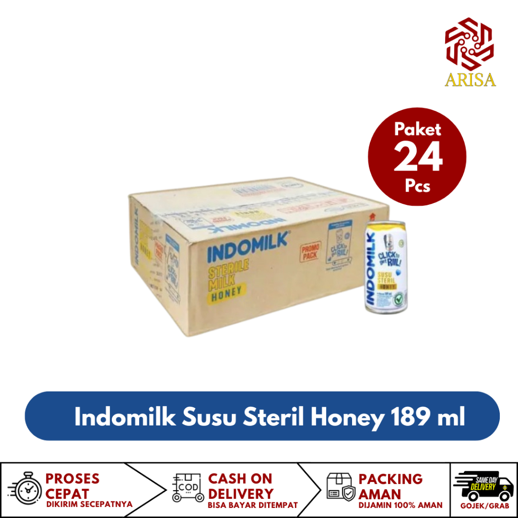 

Paket 24 Indomilk Susu Steril Honey 189ml, Susu nya Riil Faedah nya Riil