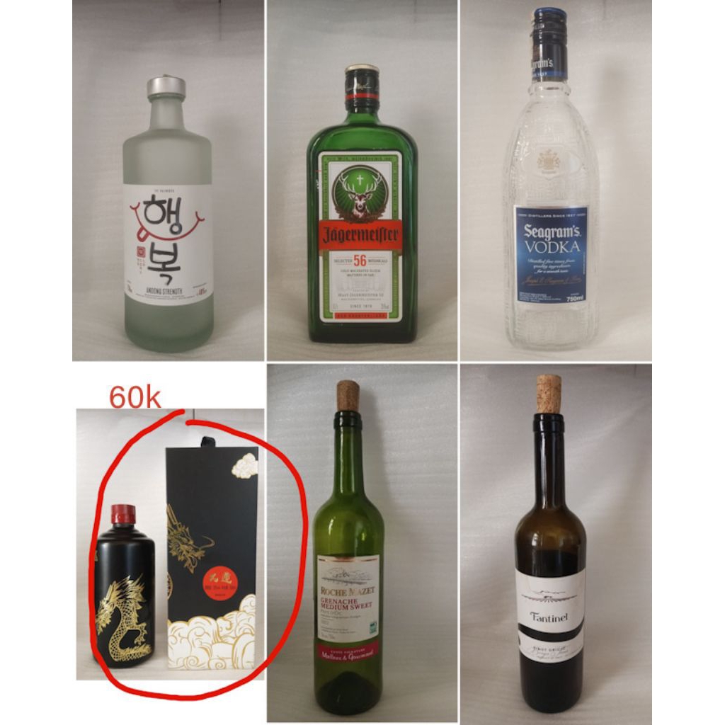 botol bekas minuman impor + box