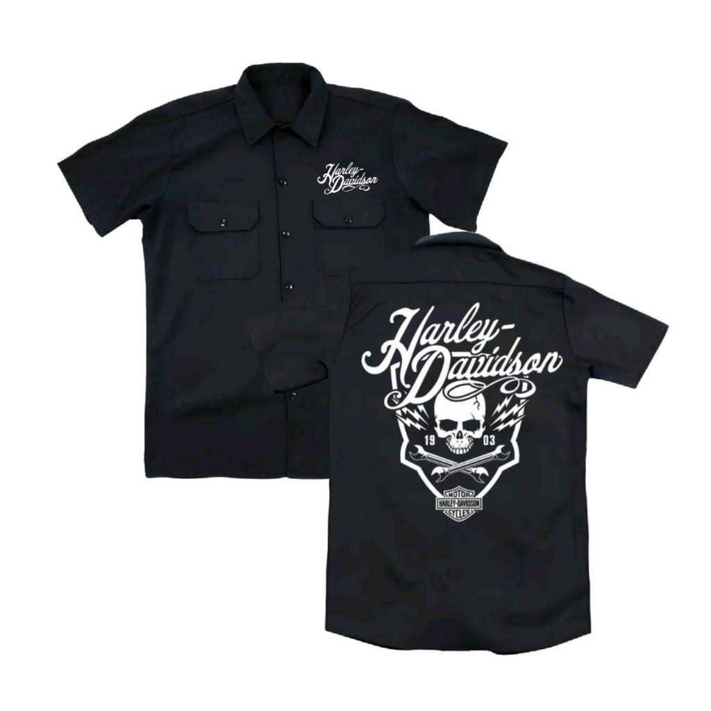 kemeja Harley Davidson PDH workshit pria wanita baju distro