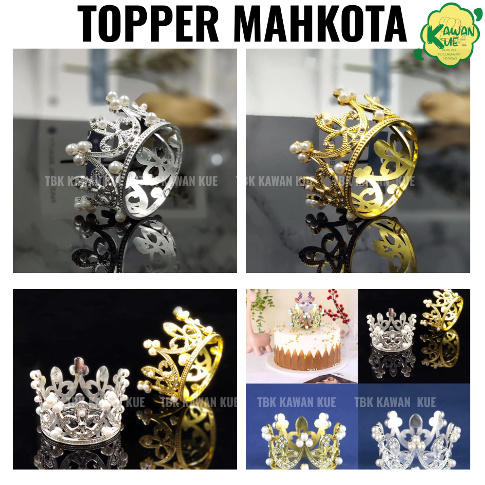 Topper Mahkota/Dekorasi Mahkota Kue Ulangtahun/Dekorasi Topper Mahkota Mutiara Mini