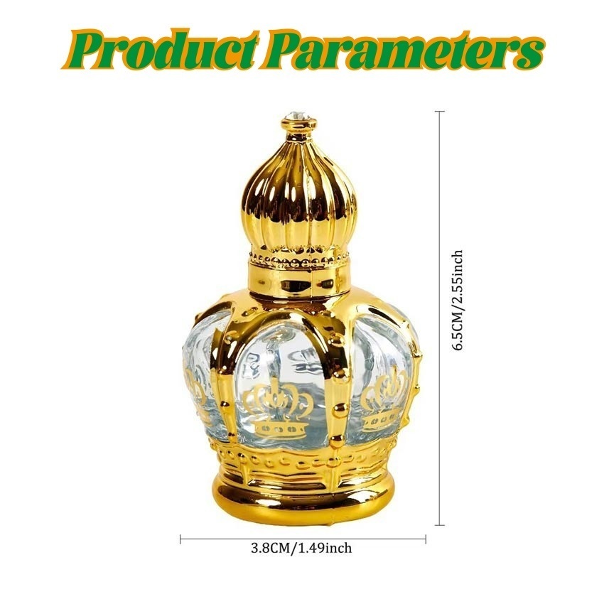 15ml Botol Roller Kaca Tebal Crown Parfum Roller Ball Botol Minyak Oil Rolon Botol Aromatheraphy