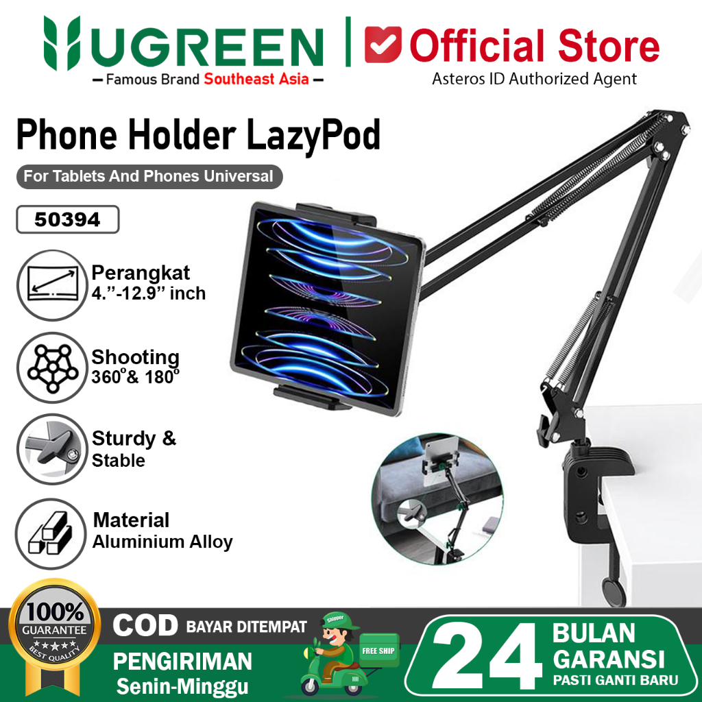 UGREEN Lazypod Stand Holder Penjepit Dudukan Handphone, Tablet, Ipad 50394