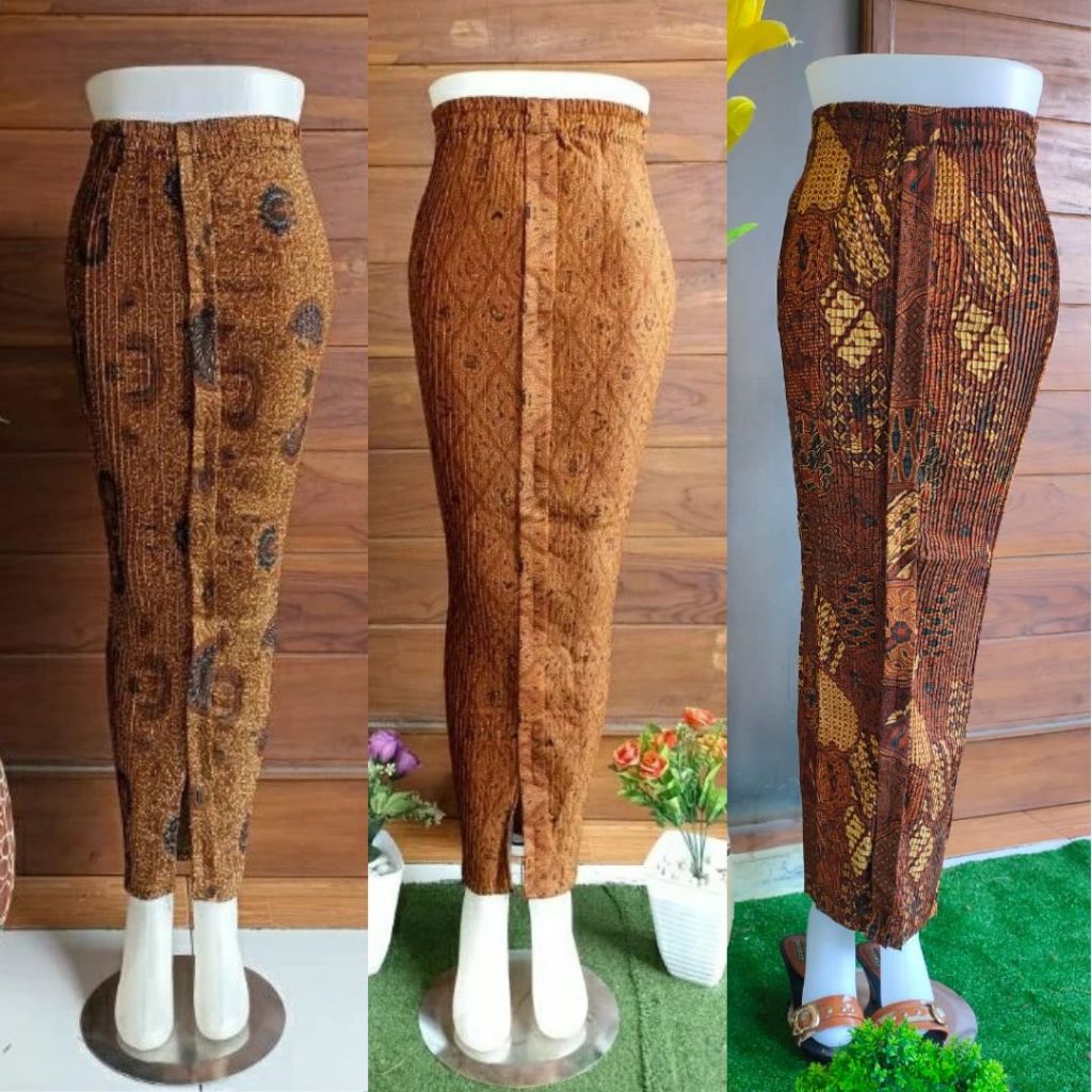 Rok Plisket Batik Wiron Bawahan Kebaya Modern Wanita Siap Pakai Aneka Pilihan Warna Dan Motif