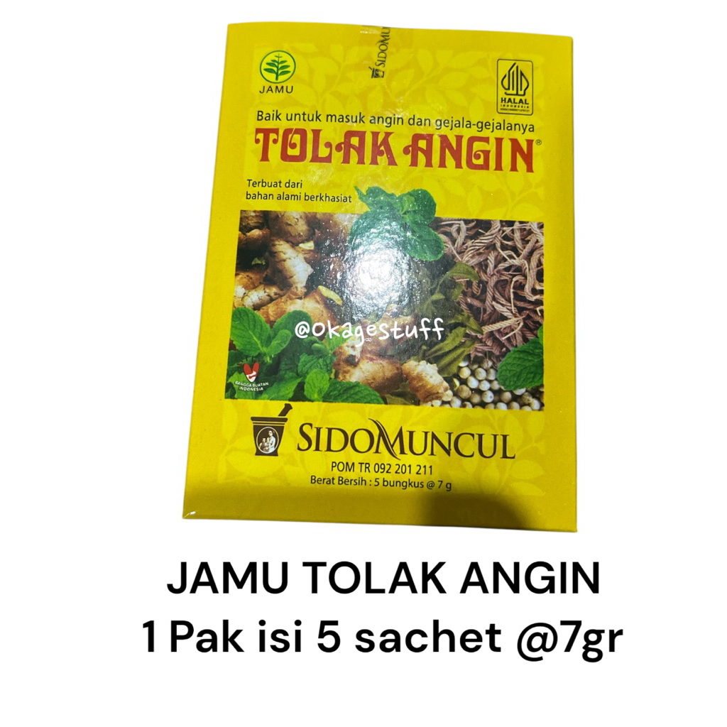 

(1 pak isi 5pcs) TOLAK ANGIN JAMU SIDO MUNCUL KEMASAN DOS ISI 5 BUNGKUS
