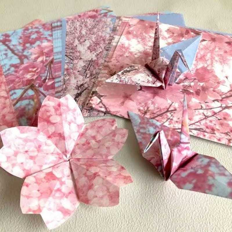 

KERTAS ORIGAMI - KERTAS LIPAT - KERTAS DESIGN - Origami sakura flower design paper - kertas lipat bunga ori from japan