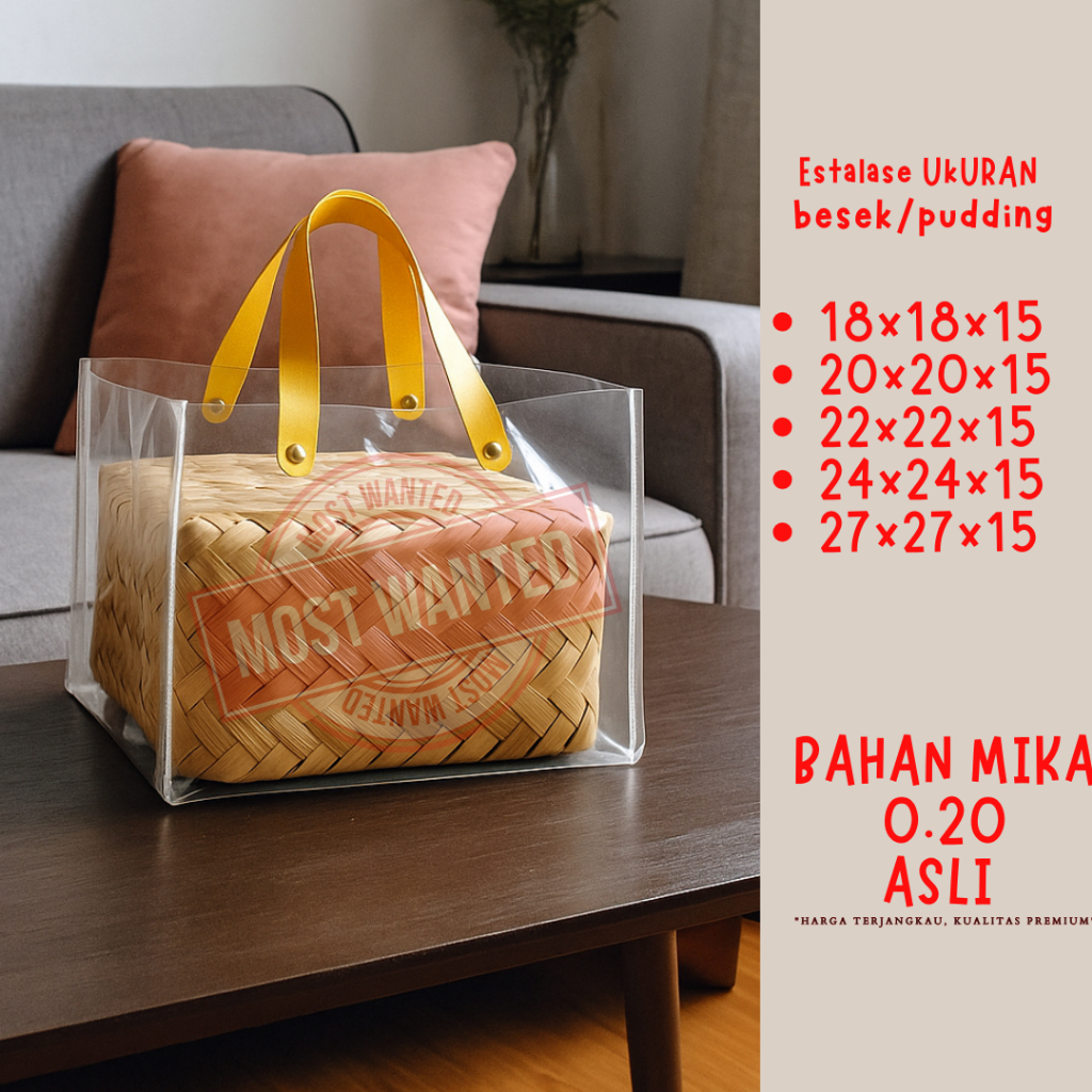 

Tas Besek 24x24 tas goody bag 22x22 24x24 27x27 tas kotak kue bolu , tas kotak Nasi 25X25 / Tas pvc