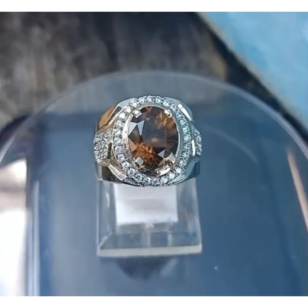 cincin pria batu kecubung teh Kalimantan