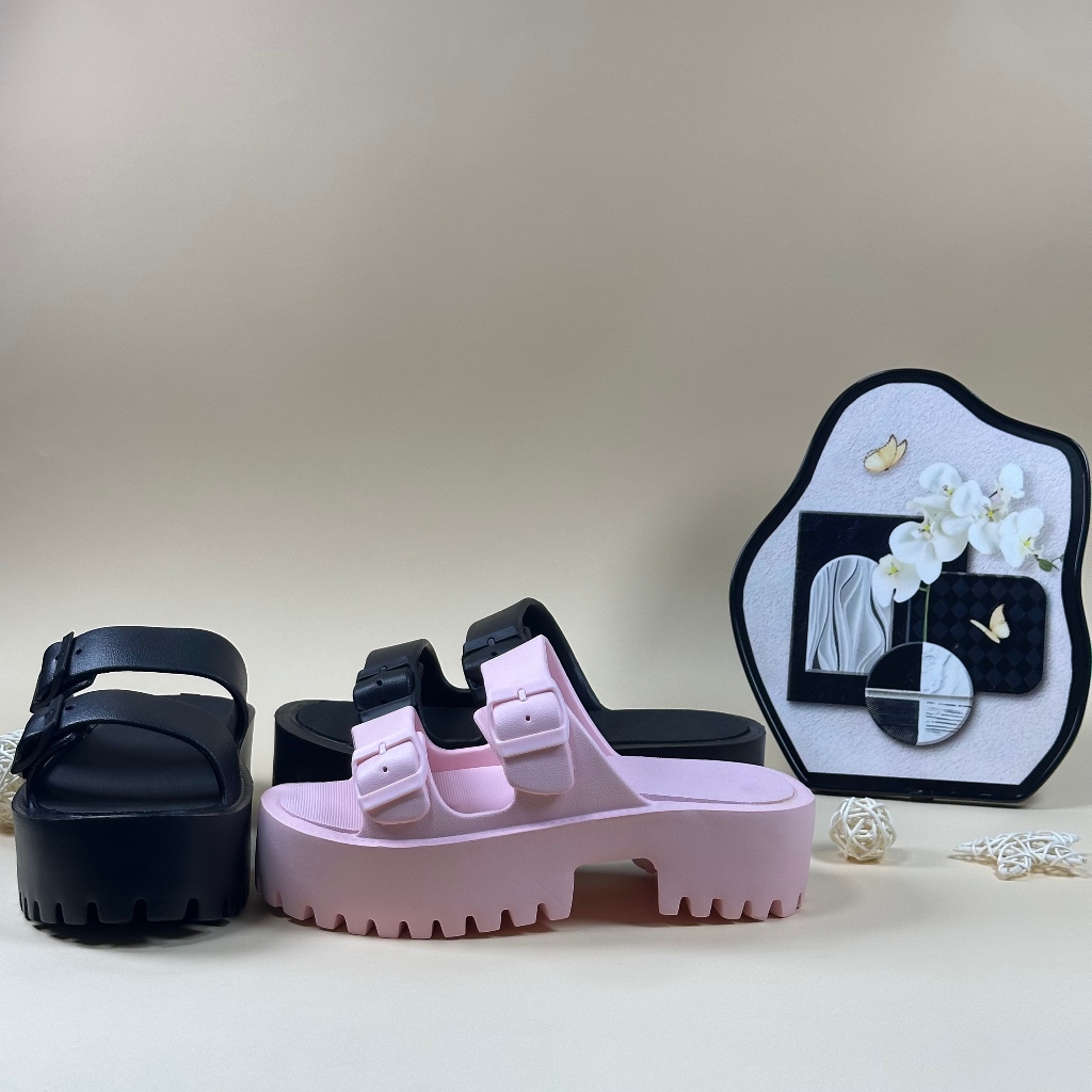 Sandal Wanita Kekinian Sandal Jelly Wanita Tinggi Wedges ，sandal wanita hak tinggi