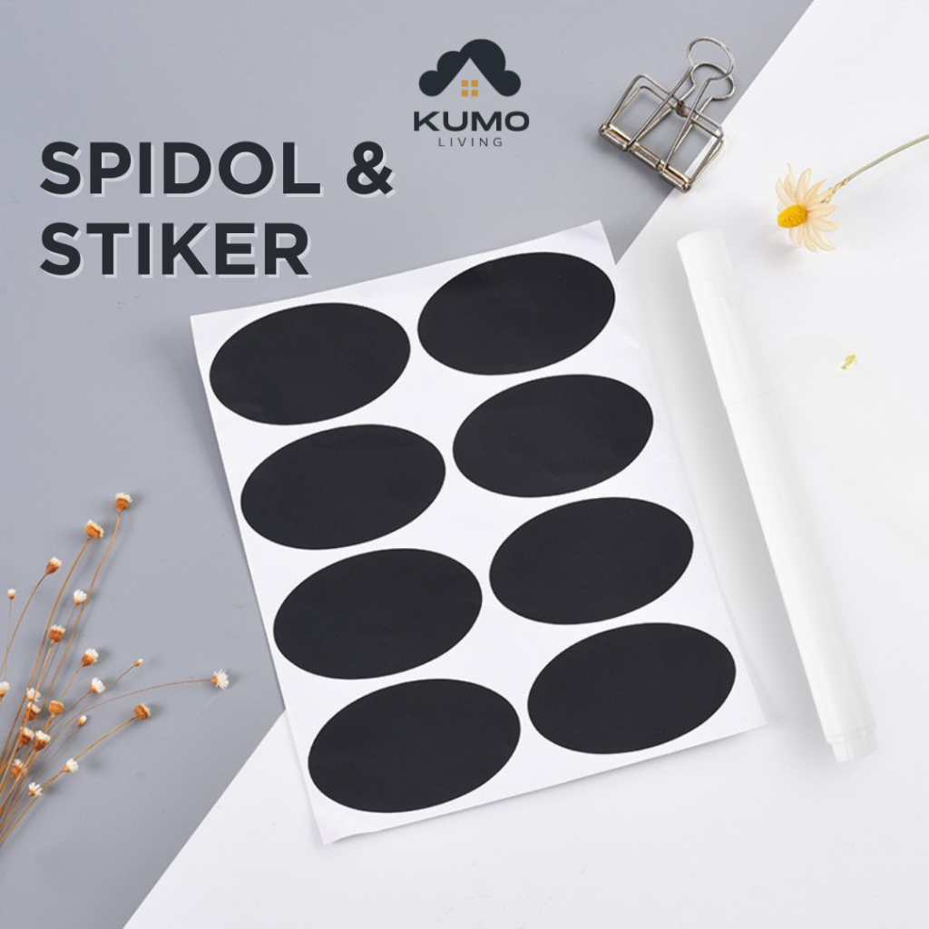 Kumo Living Spidol Putih Bisa Dihapus Stiker Hitam Tempat Bumbu