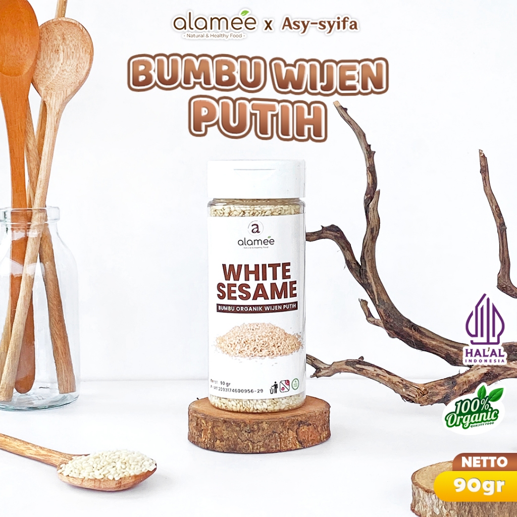 

ALAMEE Wijen Putih White Sesame Seed Bumbu Dapur Organik Masak Rempah Tanpa Campuran Seasoning 100g
