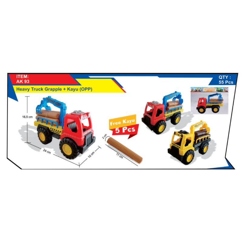 MAINAN ANAK TRUCK KONTRUKSI / MAINAN TRUCK MUATAN KAYU AK 93
