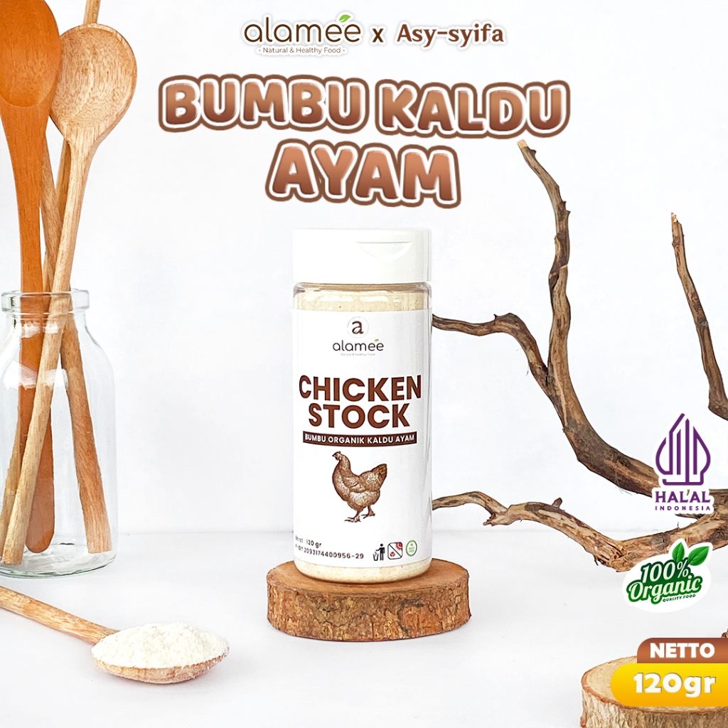 

ALAMEE Kaldu Ayam Non MSG Bubuk Bumbu Dapur Organik Chicken Powder Tabur 120gr ASY SYIFA