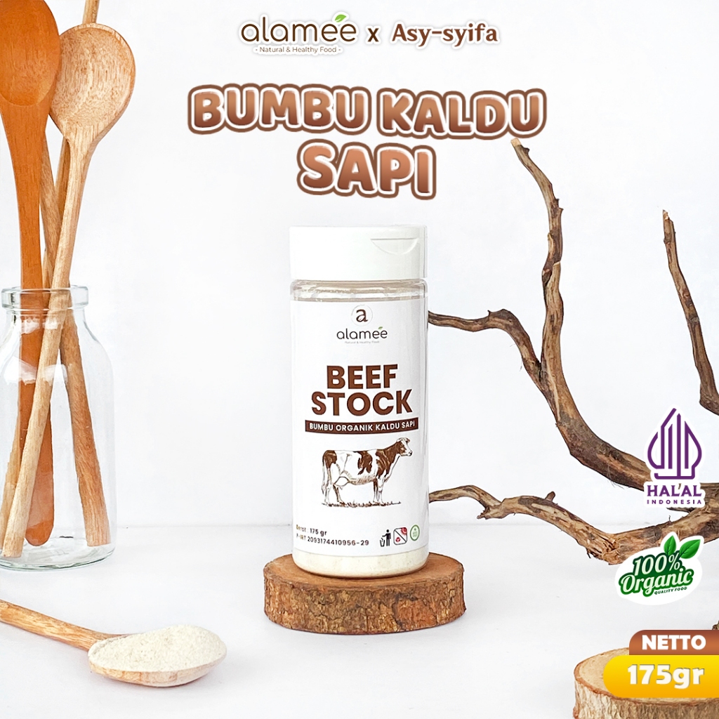 

ALAMEE Bumbu Kaldu Sapi Bubuk NON MSG Organik Beef Powder Praktis Tabur 175gr ASY SYIFA