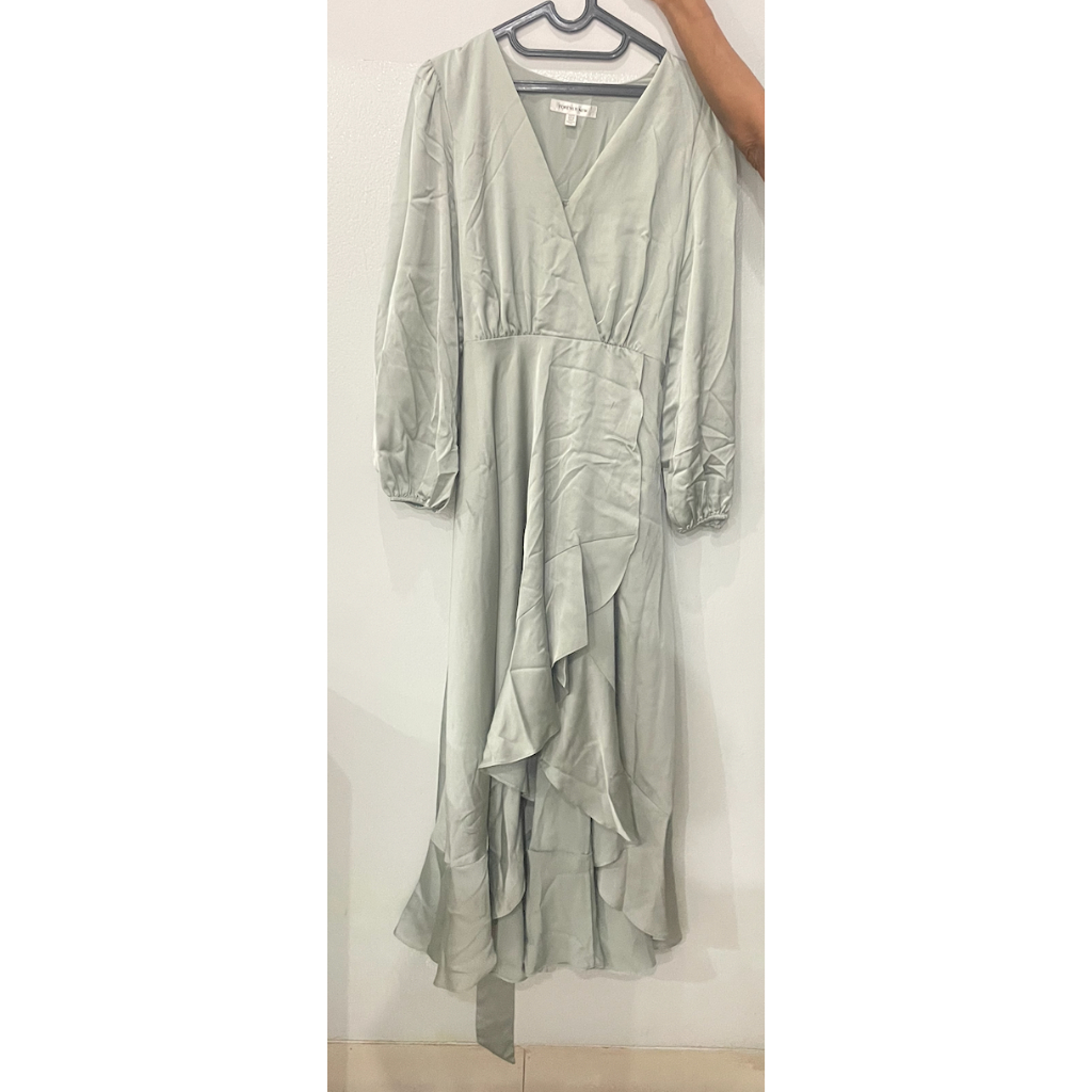 Forever New Sage Green Satin Dress Size 38