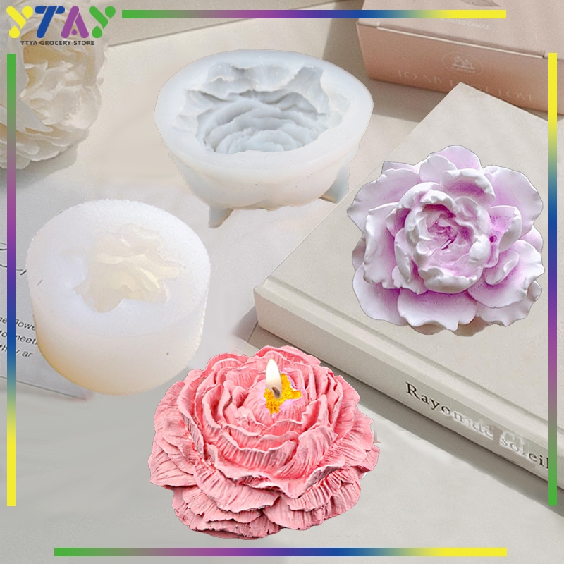 Cetakan Silikon Bunga 3D Viral Untuk Membuat Lilin Hias Sabun & Gypsum (Model Peony Besar)