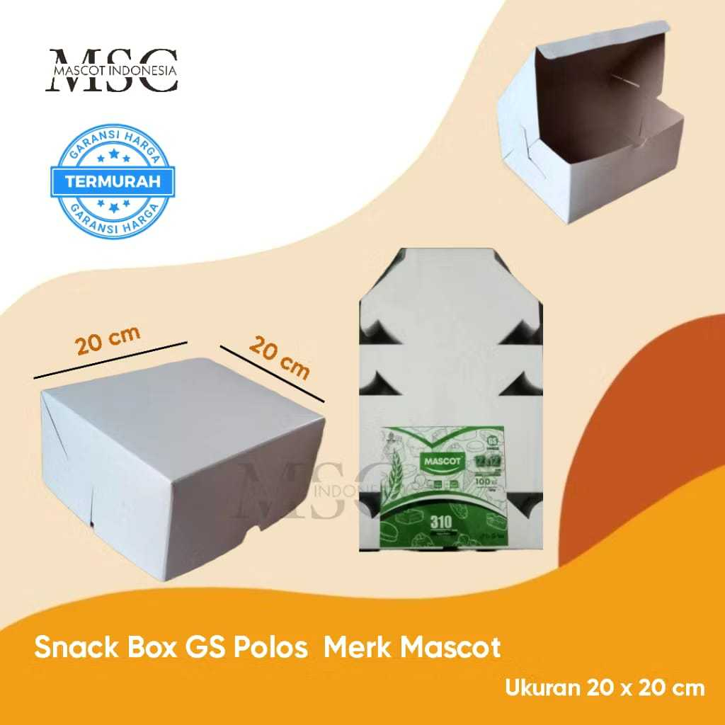 Snack box GS Polos Merk Mascot | Meal Box Polos Merk Mascot ukuran  20 x 20 cm