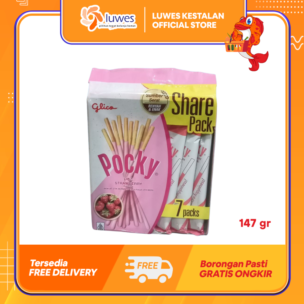 

Glico pocky Share Pack Biskuit Stick 147gr Chocolate / Strawberry Memiliki Tekstur Yang Renyah & Lezat
