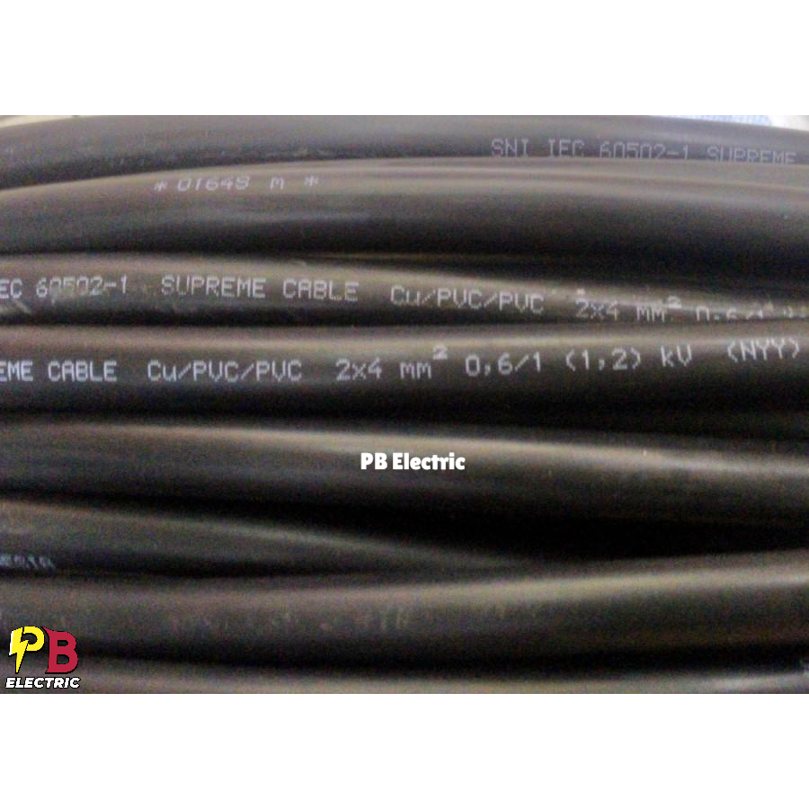 Kabel NYY 2 x 4 mm Merk 3 Besar / Kabel NYY 2x4mm Merk 3 Besar / NYY 2 x 4 mm Merk 3 Besar (Meteran)
