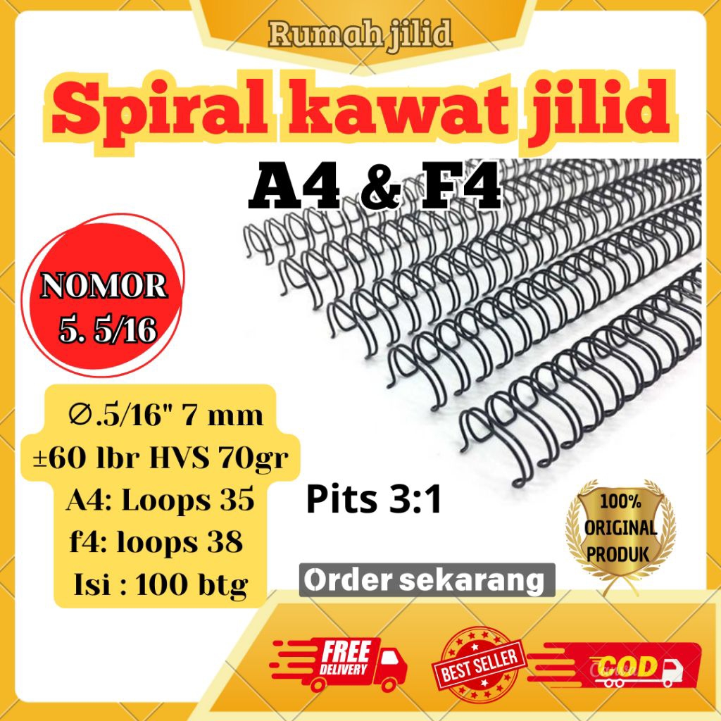 

spiral kawat kawat spiral jilid no 5.5/16 A4 isi 100 btg