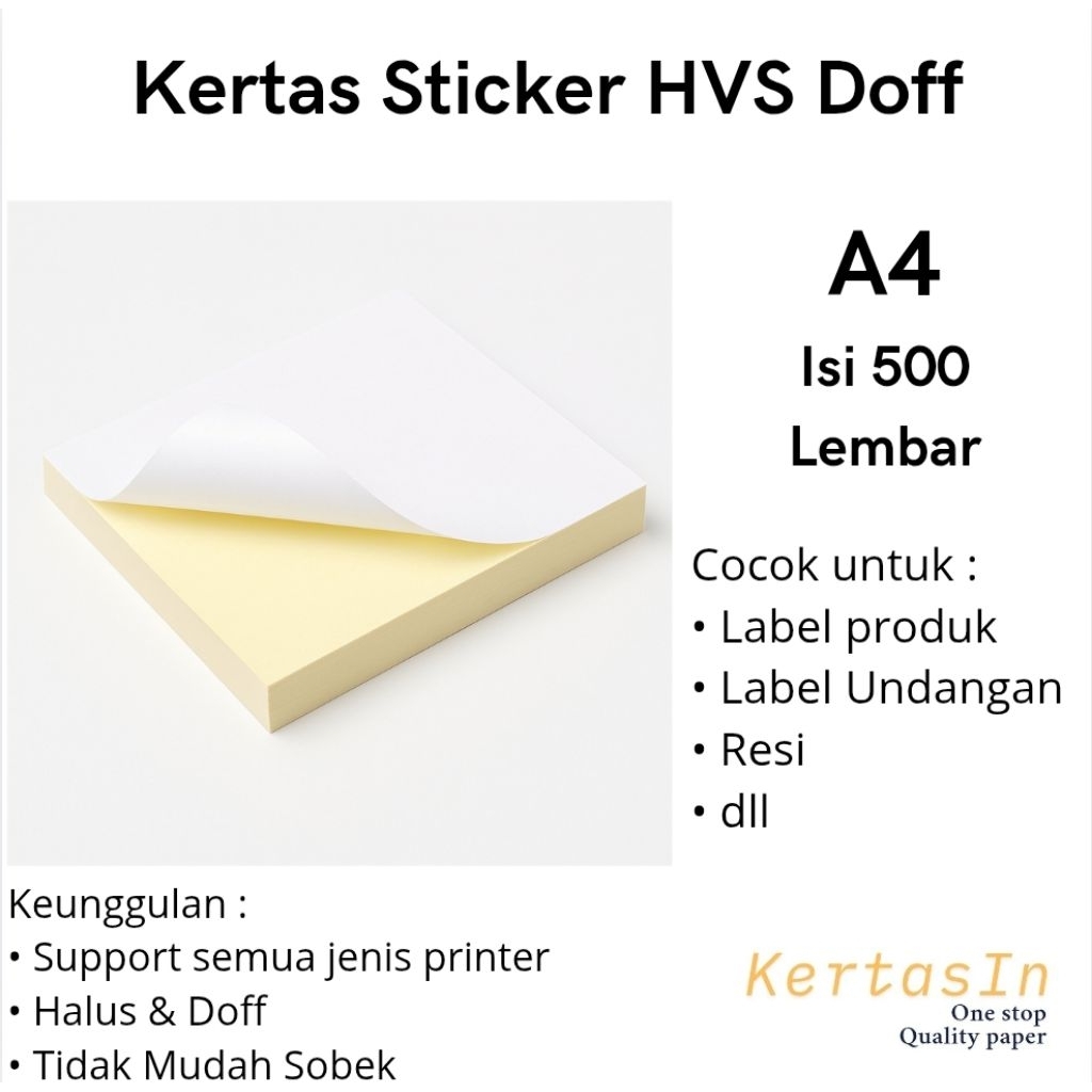

Sticker HVS A4 Isi 500 Lembar untuk Printer – Kertas Stiker Print Sendiri Inkjet Laser | Label Kertas Doff