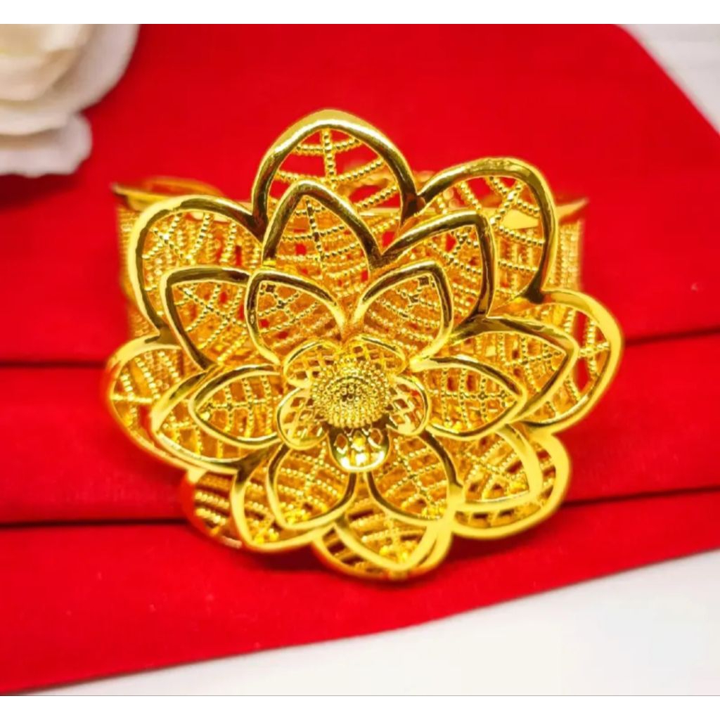 GELANG BANGLE BUNGA KENDARI PERHIASAN BANGKOK LAPIS EMAS 24K