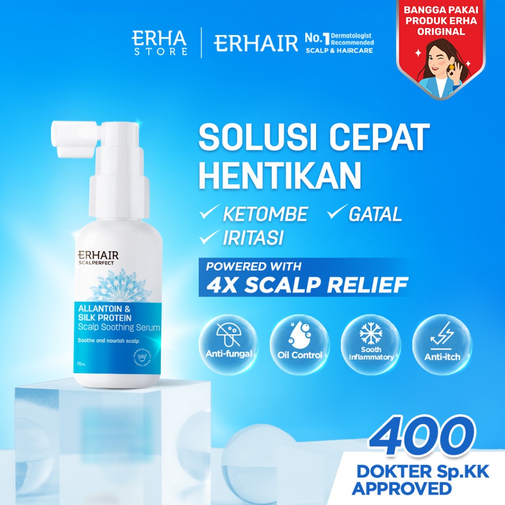 [SERUM ANTI KETOMBE] ERHAIR Scalperfect Soothing Scalp Serum 70 ml - Menenangkan Kulit Kepala Gatal,