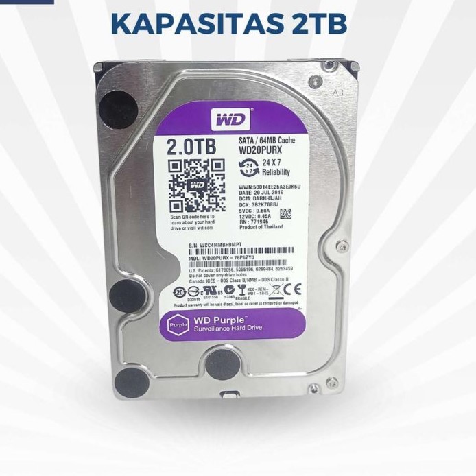Hardisk 2TB WD Sata 3.5 HDD Internal 2TB For Cctv DVR
